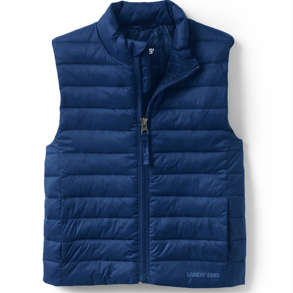 NWOT Lands' End Kids Navy Blue Insulated Down Alternative Thermo Plume Vest S
